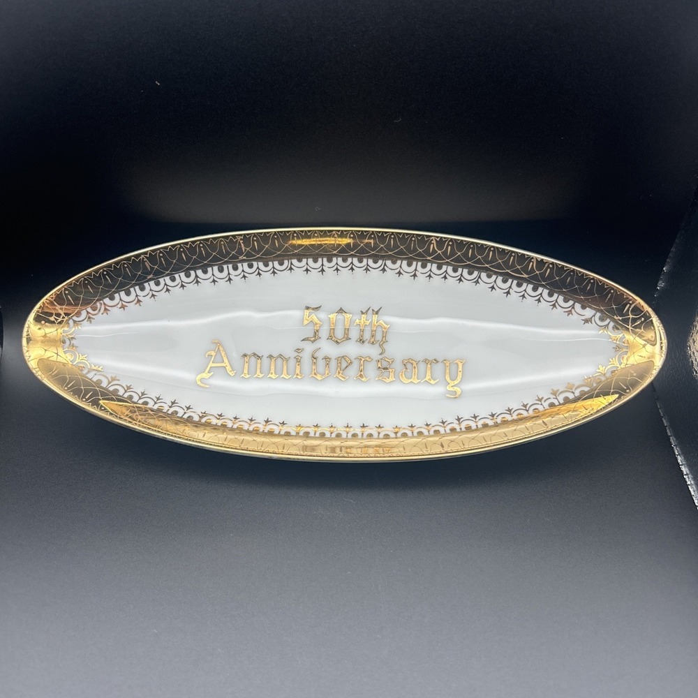 Vintage 50th Wedding Anniversary Gift Trinket Tray Norcrest Fine China B-391